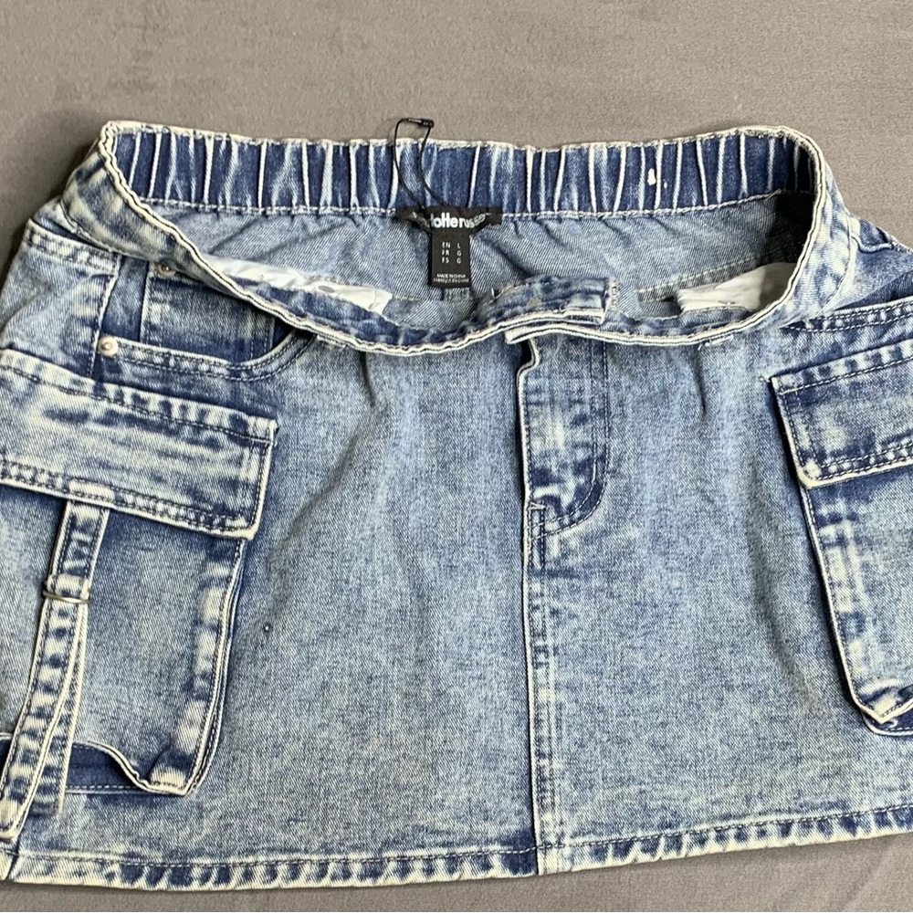 Charlotte Russe Cargo Blue Denim Skirt